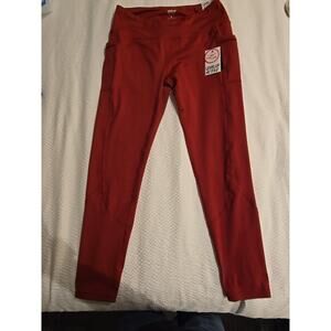 Level‎ Up Active Womens Large Maroon Dark Red Leggings Spandex Fleece Lined